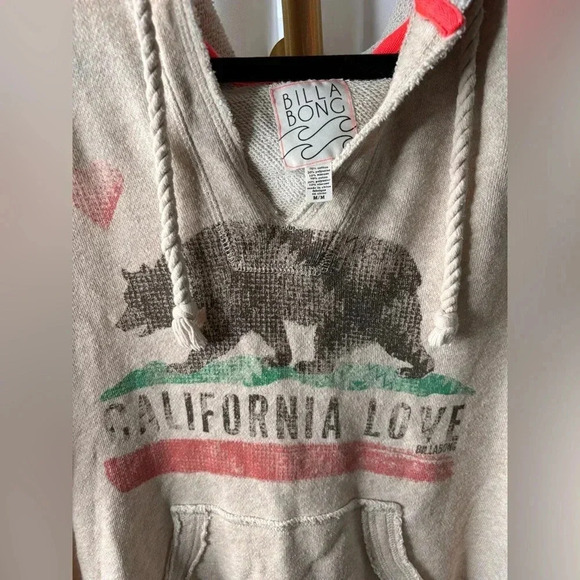 Billabong California, love pull over hoodie sweatshirt, size medium Cream - Picture 3 of 7
